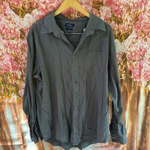🍷Croft & Barrow Classic Fit Gray Button Down Shirt Long Sleeve